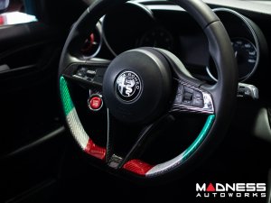 Alfa Romeo Giulia Interior Trim - Carbon Fiber - Steering Wheel Side Trim Kit - Pre '20 - Italian Theme - Feroce Carbon